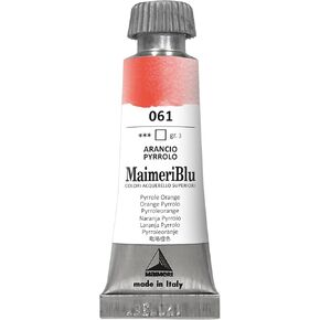 MaimeriBlu 12ml Single-Pigment Watercolor Paint - Pyrrole Orange PO71 Professional Watercolor Paint - Lightfast and Transparent Watercolor Paint Tube for Artists