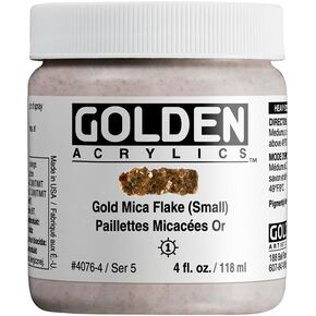 Heavy Body Acrylics by GOLDEN, Gold Mica Flake Small, 4 fl. oz. Jar, Professional Acrylic Paint