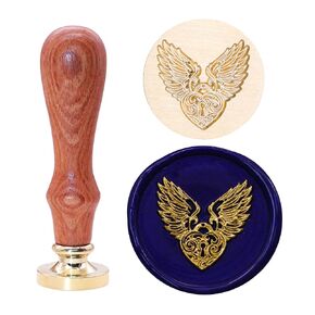 SWANGSA Heart with Angle Wings Wax Seal Stamp, Vintage Flower Wood Sealing Stamp Removable Brass Head Sealing Stamp, Great for Decorating Wedding Party Invitations Envelopes Gift Idea