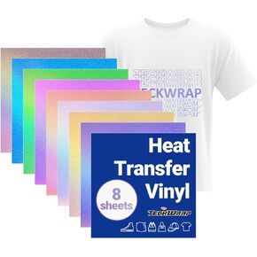 TECKWRAP Pearl Metallic Heat Transfer Vinyl Sheets, 12 Sheets 12"x12" Metallic PU HTV Vinyl for T-Shirts, Clothes, Bags, and More, Metallic HTV Iron on Vinyl for Most Cutter Machine, Easy to Use