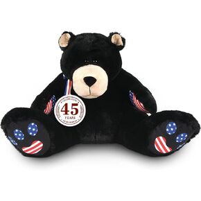 Enesco Boyds Bears 45th Anniversary Bubba Bearsevelt Plush Teddy Bear Stuffed Animals, Collectible Premium Soft Teddy Bear Plushies for Ages 1+ and Up, Patriotic Black Bear with USA Flag, 14 Inch