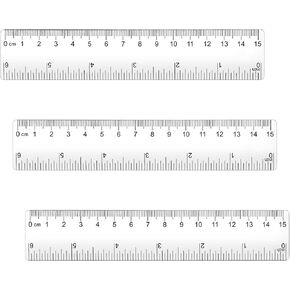 3Pcs Plastic Rulers, 6 inches Straight Ruler, Clear Ruler with Centimeters, Millimeter and Inches, Straight Ruler Plastic Measuring Tool for Student School Office