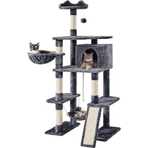 Yaheetech 70in Multi-Level Cat Tree Tower Condo Furniture with Sisal-Covered Scratching Posts, Plush Condos, Cozy Basket and Perch Hammock for Kittens Pet House Play