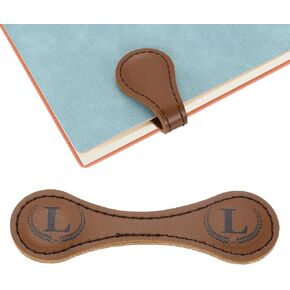 uxcell Personalized Magnetic Leather Bookmark, 26 Letters Bookmark Customized Initial Bookmarks Vintage Magnetic Book Marks Text Book Marker Clip for Book Lovers Teacher (Dark Brown/L)