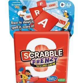 Scrabble Frenzy Tile and Card Game, Fast-Paced Scrabble Game for Family and Kids Ages 8 and Up, Easy to Learn Card Game for 2 to 4 Players