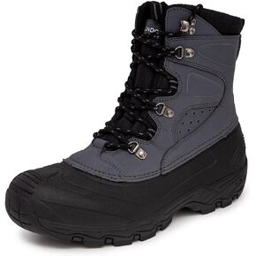 LONDON FOG Breckenridge Waterproof Mens Winter Boots - Leather Insulated Mens Snow Boots - Grey, Black or Brown - Men Medium or Extra Wide Widths Size 7 to 15