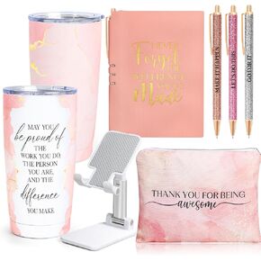 Employee Appreciation Gifts, Appreciation Gifts for Coworkers, 8 Pcs Christmas Gifts for Employees Coworkers Teacher Staff Principal Nurse, Cool Thank You Gifts Baskets w/ Tumbler Notebook (Blue)