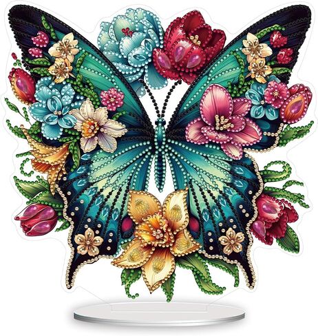 ARTopet DIY Diamond Desktop Ornament Special Shaped Crystal Flowers Butterflies Diamond Art Painting Tabletop Ornaments Single Sided Diamond Home Decor in Saudi Arabia