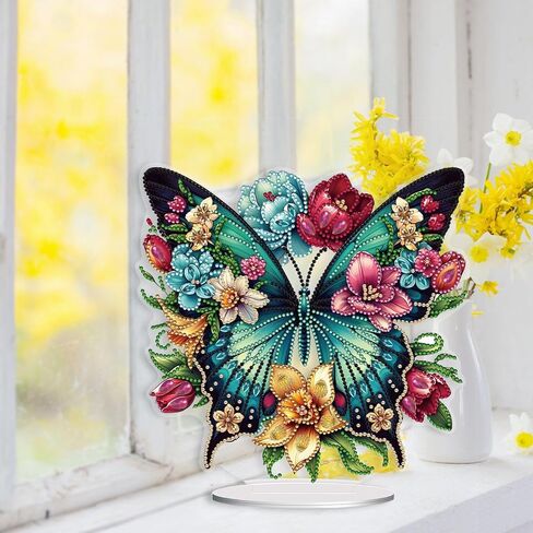ARTopet DIY Diamond Desktop Ornament Special Shaped Crystal Flowers Butterflies Diamond Art Painting Tabletop Ornaments Single Sided Diamond Home Decor in Saudi Arabia
