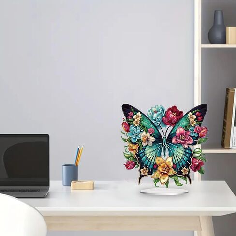 ARTopet DIY Diamond Desktop Ornament Special Shaped Crystal Flowers Butterflies Diamond Art Painting Tabletop Ornaments Single Sided Diamond Home Decor in Saudi Arabia