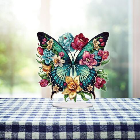 ARTopet DIY Diamond Desktop Ornament Special Shaped Crystal Flowers Butterflies Diamond Art Painting Tabletop Ornaments Single Sided Diamond Home Decor in Saudi Arabia