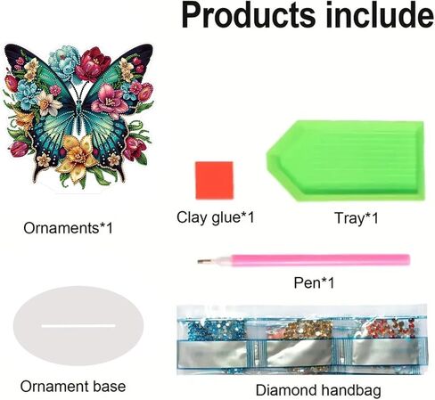 ARTopet DIY Diamond Desktop Ornament Special Shaped Crystal Flowers Butterflies Diamond Art Painting Tabletop Ornaments Single Sided Diamond Home Decor in Saudi Arabia