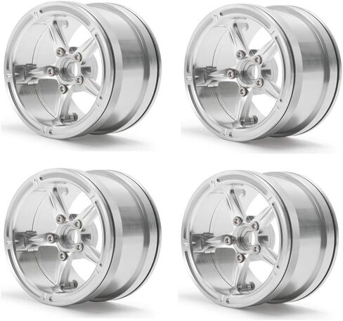 MOHERO 2.2" Beadlock Wheels Rims for 1/10 Scale RC Crawler Car Axial Wraith TRX-4 D90 Pack of 4 (Silver) in Kuwait