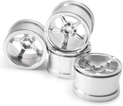 MOHERO 2.2" Beadlock Wheels Rims for 1/10 Scale RC Crawler Car Axial Wraith TRX-4 D90 Pack of 4 (Silver) in Kuwait