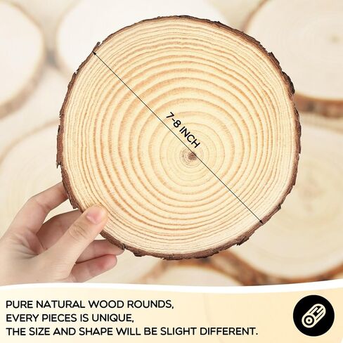 Giegxin 15 Pcs Unfinished Wood Slices for Centerpieces Baby Shower Wedding Party Centerpieces Woodland DIY Circles Crafts Wedding Table Decor Ornament(7-8 Inch) in Kuwait