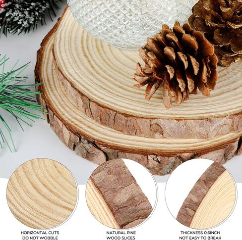 Giegxin 15 Pcs Unfinished Wood Slices for Centerpieces Baby Shower Wedding Party Centerpieces Woodland DIY Circles Crafts Wedding Table Decor Ornament(7-8 Inch) in Kuwait