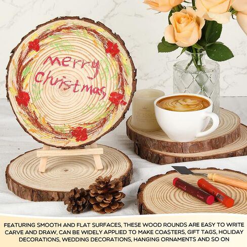 Giegxin 15 Pcs Unfinished Wood Slices for Centerpieces Baby Shower Wedding Party Centerpieces Woodland DIY Circles Crafts Wedding Table Decor Ornament(7-8 Inch) in Kuwait