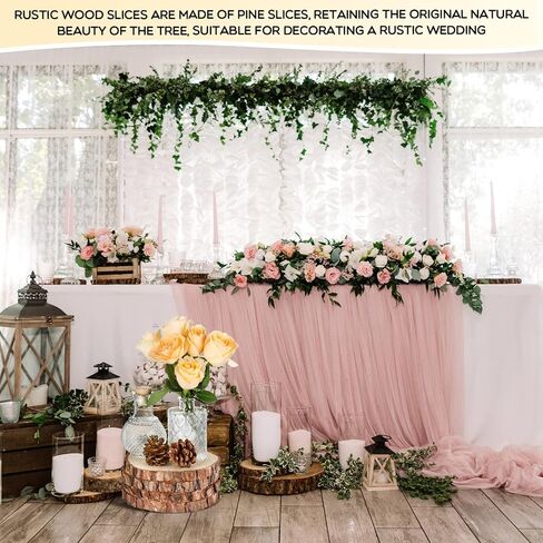 Giegxin 15 Pcs Unfinished Wood Slices for Centerpieces Baby Shower Wedding Party Centerpieces Woodland DIY Circles Crafts Wedding Table Decor Ornament(7-8 Inch) in Kuwait