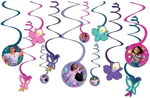 Encanto Spiral Hanging Decorations (Pack of 12) - Multicolor Cardstock - Eye-catching & Festive Decor - Ideal for Birthdays, Parties, & Home Celebrations in Saudi Arabia
