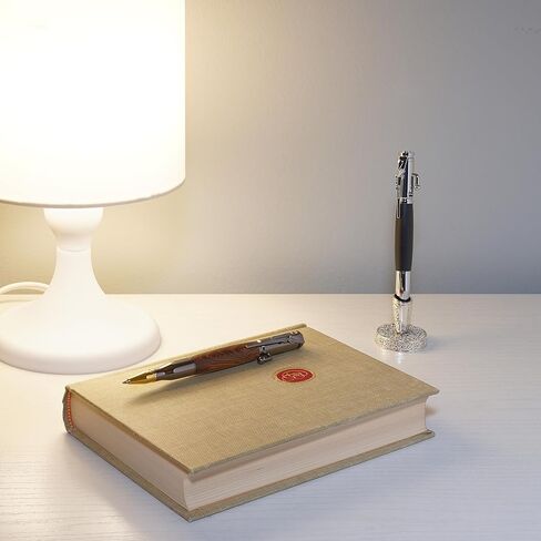 قلم حبر جاف بولت أكشن - أقلام رصاص (مجموعة من 2) مع عبوات ومشبك بندقية وحامل فضي - مقبض قلم من خشب الماهوجني والأبنوس - هدية للأب والصديق والزوج والقلم الفاخر in Kuwait