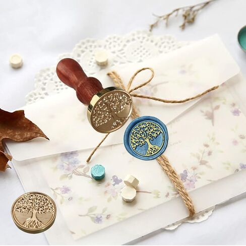 ختم شمع شجرة الحياة، رأس نحاسي قابل للإزالة، رائع لمغلفات بطاقات دعوات حفلات الزفاف، ختم الحروف، حمام الطفل، رسائل الحلزون، عيد الشكر، عيد الميلاد in Kuwait