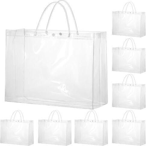 woric 15 Pack Large Clear Gift Bags with Handle, 16"X6"x12" Large Plastic Bag Christmas Gift Bags Shopping Bags For Small Business Gifts Wedding Party Favors Christmas in Kuwait