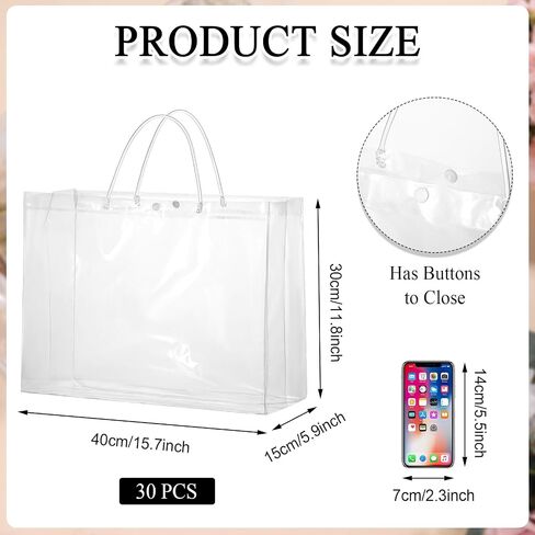 woric 15 Pack Large Clear Gift Bags with Handle, 16"X6"x12" Large Plastic Bag Christmas Gift Bags Shopping Bags For Small Business Gifts Wedding Party Favors Christmas in Kuwait
