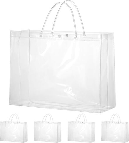 woric 15 Pack Large Clear Gift Bags with Handle, 16"X6"x12" Large Plastic Bag Christmas Gift Bags Shopping Bags For Small Business Gifts Wedding Party Favors Christmas in Kuwait
