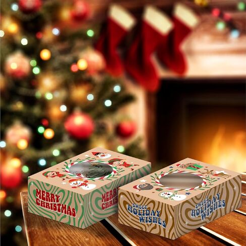 easykart labels 12 PCS Christmas Cookie Gift Baking Box 8.75" x 5.75" x 2.75" with Window Auto-Popup for Pastries, Cupcakes, Cookies, Brownies, Donuts Gift-Giving in Saudi Arabia
