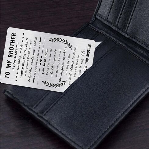 Alotozo Grateful Brother Gifts - Engraved Wallet Card Inserts to My Brother - Christmas Gift for Brother in Saudi Arabia