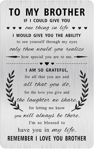 Alotozo Grateful Brother Gifts - Engraved Wallet Card Inserts to My Brother - Christmas Gift for Brother in Saudi Arabia