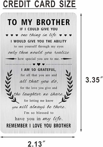 Alotozo Grateful Brother Gifts - Engraved Wallet Card Inserts to My Brother - Christmas Gift for Brother in Saudi Arabia