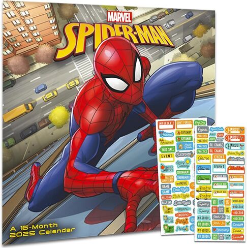 تقويم Marvel Spider-Man 2025 - حزمة تقويم جداري فاخرة 2025 MCU Spiderman مع أكثر من 100 ملصق تذكير بالتقويم (هدايا المنتقمون، لوازم المكتب) in Saudi Arabia
