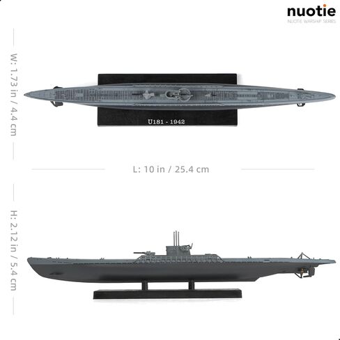 1/350 U-181-1942 الحرب العالمية الثانية الألمانية كريغسمارين غواصة حربية نموذج النوع IXD2 U-Boat نموذج Warld War II سبيكة معدنية مصبوبة نموذج عسكري مع حامل عرض مجموعة هدية للبالغين in Kuwait