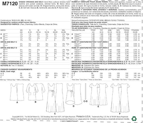 McCall's Patterns M7120 Misses' Dresses & Belt, Size ZZ (LRG-XLG-XXL) in Saudi Arabia