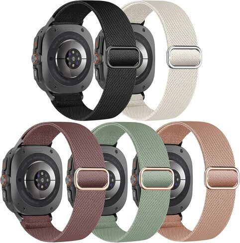 5 Pack Stretchy Nylon Compatible with Samsung Galaxy Watch Ultra Band 47mm 2025/Galaxy Watch 7 Ultra 47mm Band 2024, Solo Loop Soft Elastic Sport Strap Replacement Wristbands for Men Women in Kuwait