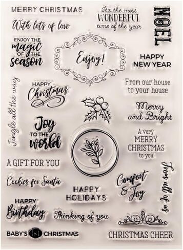 TIAMECH عطلة الكلمات طوابع واضحة لصنع بطاقة عيد الميلاد السنة الجديدة ختم سيليكون شفاف لتقوم بها بنفسك لوازم سكرابوكينغ النقش ورقة بطاقة الألبوم in Kuwait