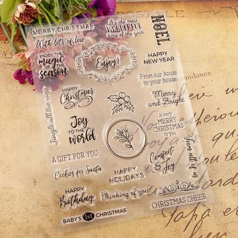 TIAMECH عطلة الكلمات طوابع واضحة لصنع بطاقة عيد الميلاد السنة الجديدة ختم سيليكون شفاف لتقوم بها بنفسك لوازم سكرابوكينغ النقش ورقة بطاقة الألبوم in Kuwait