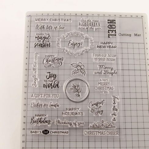 TIAMECH عطلة الكلمات طوابع واضحة لصنع بطاقة عيد الميلاد السنة الجديدة ختم سيليكون شفاف لتقوم بها بنفسك لوازم سكرابوكينغ النقش ورقة بطاقة الألبوم in Kuwait