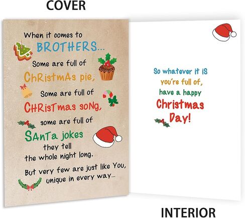 Merry Christmas Card for Brother,Lovely Christmas Gifts for Brother from Sister Cousin,Xmas Card for Brother In Law,Funny Christmas Gift for Him in Kuwait