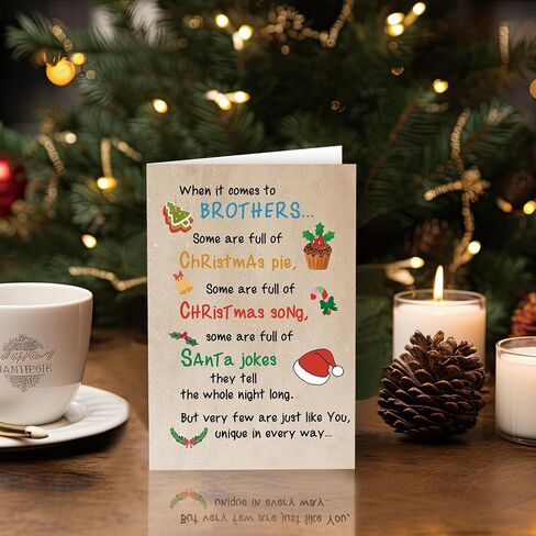 Merry Christmas Card for Brother,Lovely Christmas Gifts for Brother from Sister Cousin,Xmas Card for Brother In Law,Funny Christmas Gift for Him in Kuwait