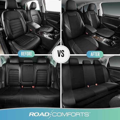 Car Seat Cover, Leather Carbon Fiber Full Set Car Seat Cover, Automotive Interior Cover, Universal Fit for Most Cars, SUVs and Trucks and Vans Airbag Compatible (Full Set Red) in Kuwait