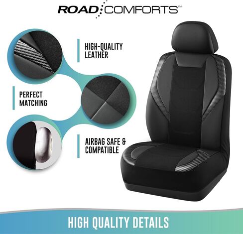 Car Seat Cover, Leather Carbon Fiber Full Set Car Seat Cover, Automotive Interior Cover, Universal Fit for Most Cars, SUVs and Trucks and Vans Airbag Compatible (Full Set Red) in Kuwait