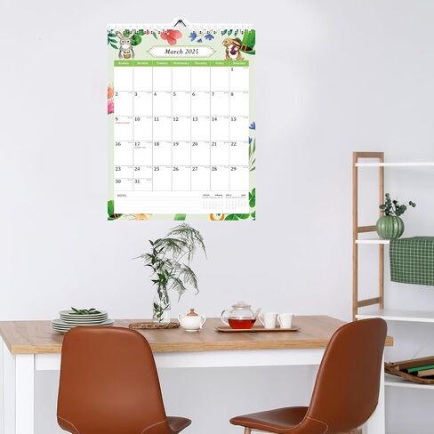 Aesthetic Vertical Wall Calendar 2025-2026- 18 Months from Jan.2025 to Jun.2026 Cute Hanging Calendar with Twin-Wire Binding + Hanging Hook + Thick Paper + Dates Planning and Organizing in Saudi Arabia