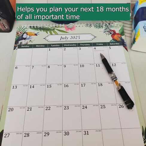 Aesthetic Vertical Wall Calendar 2025-2026- 18 Months from Jan.2025 to Jun.2026 Cute Hanging Calendar with Twin-Wire Binding + Hanging Hook + Thick Paper + Dates Planning and Organizing in Saudi Arabia