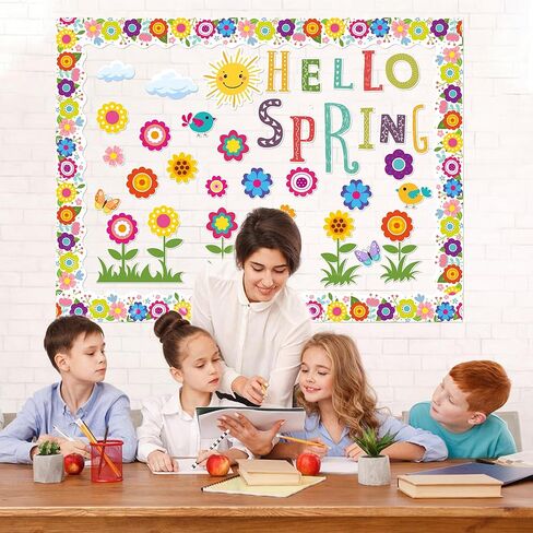 96 جهاز كمبيوتر شخصى ديكور نشرة الربيع زهرة المجلس ورقة القواطع مرحبا الربيع الفصول الدراسية نشرة الزينة مجموعة مع الحدود للفصل الدراسي لوحة السبورة نافذة اللوازم المنزلية in Kuwait