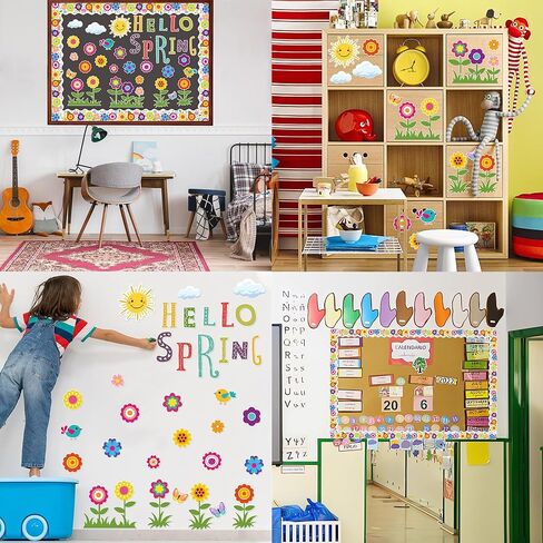 96 جهاز كمبيوتر شخصى ديكور نشرة الربيع زهرة المجلس ورقة القواطع مرحبا الربيع الفصول الدراسية نشرة الزينة مجموعة مع الحدود للفصل الدراسي لوحة السبورة نافذة اللوازم المنزلية in Kuwait