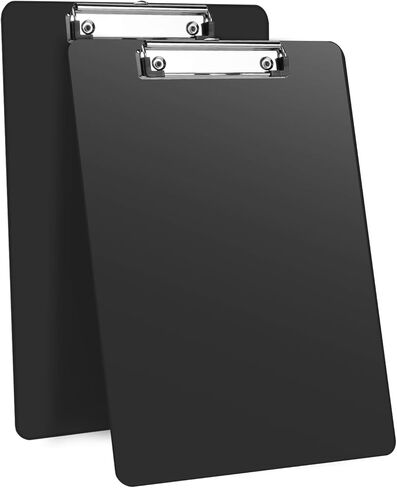 ألواح كتابة بلاستيكية صلبة مقاس 8.5 × 11 للورق بحجم A4/Letter مع مشابك منخفضة المستوى، وحلقة تعليق، وتدوين الملاحظات، والرسم، وتنظيم المستندات، ومستلزمات المدرسة المكتبية باللون الأسود، عبوة من قطعتين in Kuwait