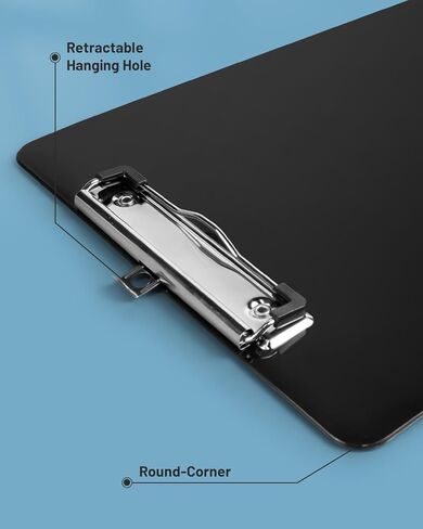 ألواح كتابة بلاستيكية صلبة مقاس 8.5 × 11 للورق بحجم A4/Letter مع مشابك منخفضة المستوى، وحلقة تعليق، وتدوين الملاحظات، والرسم، وتنظيم المستندات، ومستلزمات المدرسة المكتبية باللون الأسود، عبوة من قطعتين in Kuwait