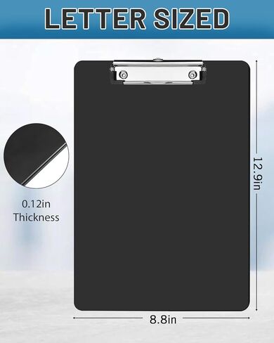 ألواح كتابة بلاستيكية صلبة مقاس 8.5 × 11 للورق بحجم A4/Letter مع مشابك منخفضة المستوى، وحلقة تعليق، وتدوين الملاحظات، والرسم، وتنظيم المستندات، ومستلزمات المدرسة المكتبية باللون الأسود، عبوة من قطعتين in Kuwait